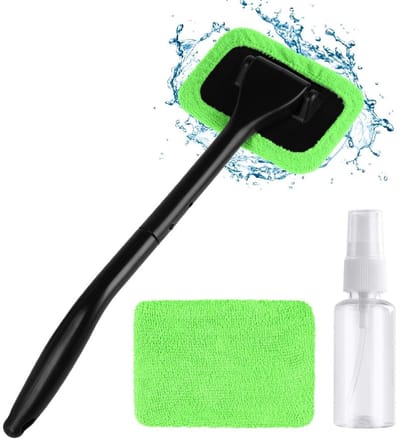 Dailygoods- Autoruitreiniger met afneembare handgreep - Ruitenreinigingsborstel - Microvezelpads - Binnenkant autoreinigingsgereedschap - 47 cm lang - Voor snel ontwasemen - Ruitenwisser