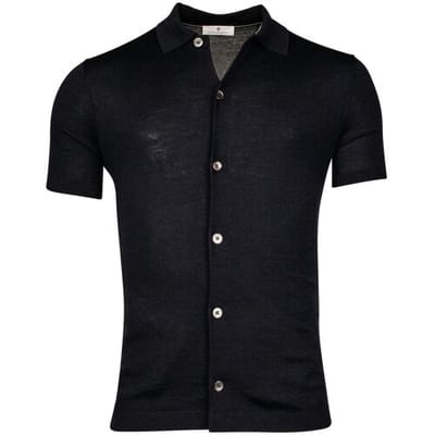Thomas Maine Vest Fine Merino Short Sleeve Overshirt Button Cardigan Navy / male