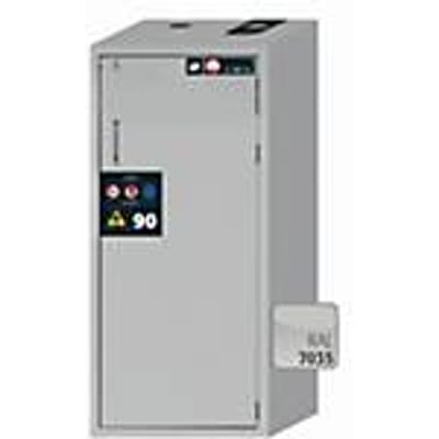 Veiligheidskast type 90 asecos S-CLASSIC-90, scharnierende deur met deurstop, rechtsscharnier, vooraan lichtgrijs, B 596 x D 616 x H 1298 mm