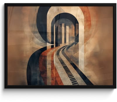 Poster in lijst - Fotolijst 70x50 cm - Posters - Piano - Toetsen - Abstract - Posterlijst zwart - Decoratie - Wanddecoratie woonkamer - Muurdecoratie slaapkamer