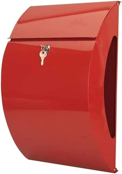 Hangende brievenbus - Brievenbus buiten - Post veilig ontvangen - Afsluitbare kluis - 34x128x46cm - Rood