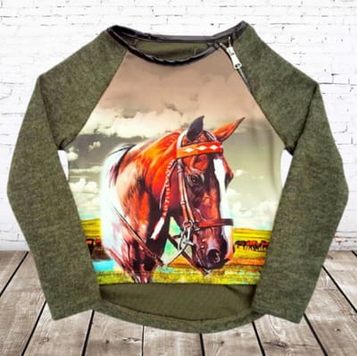 Groene trui met paardenhoofd - Groen - 86/92