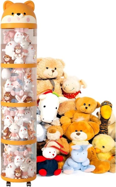 Knuffel Opbergbuis - Speelgoed Organizer - Kinderkamer Decor - Met Wielen - Grote Inhoud - Transparant
