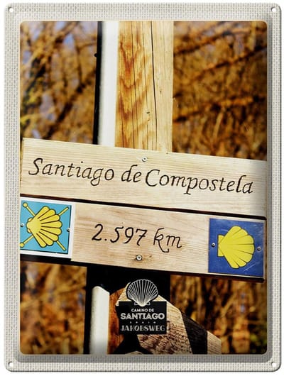 Blechschild Reise 30x40cm Spanien Santiago de Compostela Urlaub