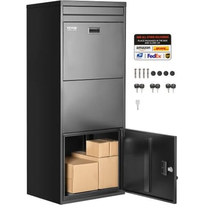 VEVOR Pakketbrievenbus 1198x500x360 mm, Pakketbrievenbus met slot, Gegalvaniseerde stalen pakketbrievenbus met antidiefstalontwerp, Pakstation voor thuis en kantoor, Zwart