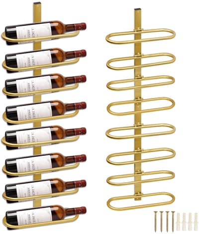 Dailygoods- Wijnrek Wandmontage - Wijnfleshouder voor 8 Flessen - Hangend Wijnrek - Hoogwaardig Koolstofstaal - Stijlvol Design - Industriële Esthetiek - Wijnhouder