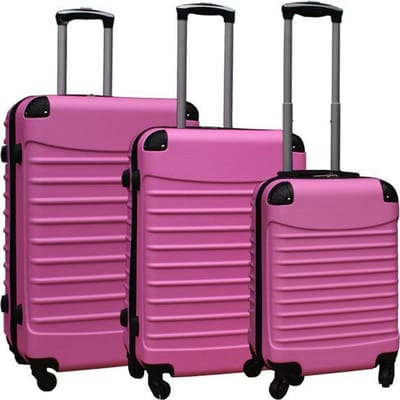 Kofferset 3 delig met wielen en cijferslot - ABS - licht roze (228-)