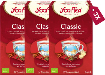3X Yogi Tea Classic Bio - Rustgevende Ayurvedische Kruidenthee met Valeriaan, Kamille, en Lavendel - 100% Biologische Thee en Cafeïnevrij