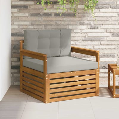 vidaXL Tuinbank Massief Acaciahout en Polyester Naturel en lichtgrijs