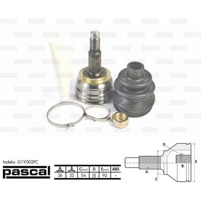 Homokineet reparatie set, aandrijfas PASCAL G1Y002PC
