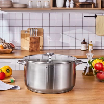 Karaca Elite RVS - Inductie Soeppan met Deksel – 34 cm – Zilver – Geschikt voor Inductie – Duurzaam Roestvrij Staal
