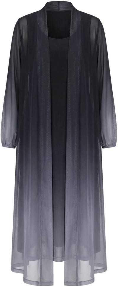 MIAMODA - Dames - Jas rechte pasvorm mesh met kleurverloop - Zwart - Maat 48