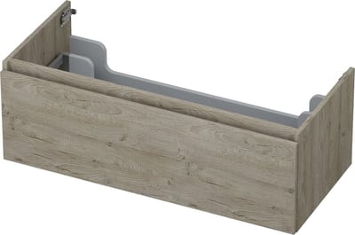 INK wastafelonderkast 1 lade greeploos met houten keerlijst 100x45x35cm, greige eiken