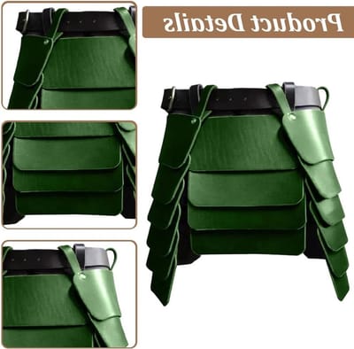 Driehoekige Retro Thigh Armor Rok van PU Leer met Brede Gesp voor Middeleeuwse Viking LARP Cosplay en Feestoutfit (Groen)