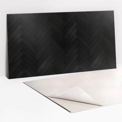 Tulup PVC Wandpaneel - Donker Parket Zelfklevend Wandpaneel - 100 x 50 cm - Zwart Zelfklevende Wandbekleding - 1 stuk - Industrieel Wandbekleding - PVC Muurpaneel - Plaktegels Keuken en Badkamer