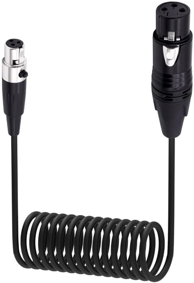 Mini XLR naar XLR Audio Kabel Adapter 3 Pin Vrouwelijk naar Vrouwelijk voor Microfoon, Mixer en Camera - 0.65m/2FT, Professionele Geluidsverbinding, Coiled Kabel