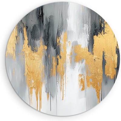 Saammp Muurcirkel Hout - Goud grijs - Abstract kunstwerk - Ø 90 - Wandcirkel - Wanddecoratie Cirkel - Muurdecoratie Woonkamer - Slaapkamer decoratie - Rond Schilderij