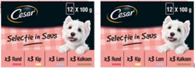 2x Cesar Maaltijdzakje Adult In Saus Multipack - Hondenvoeding - 12x100g