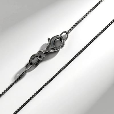 Cavill - Zilveren Halsketting - 925 Sterling Zilver met Ruthenium Coating - 70 cm - Stijlvolle Zwarte Venetiaanse Ketting met Karabijnsluiting