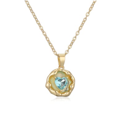 Marama - Ketting Treasured Heart Blauw - damesketting - hartje - liefde - stainless steel met gouden plating - cadeau dames