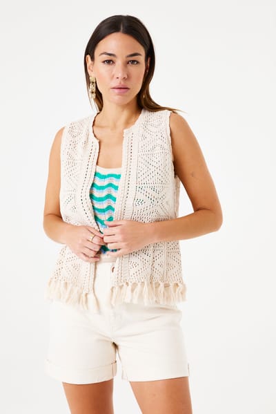 Garcia Ladies Cardigan Almond Maat: S | Gilets Outlet | Dames | Beige