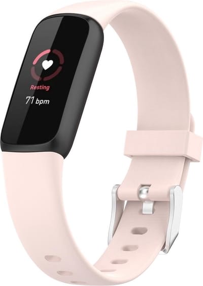By Qubix - Compatible Fitbit bandje - Geschikt voor fitbit luxe bandje - Sportbandje met gesp - Maat: Small - Licht roze Smartwatchbandje horlogeband polsband Armband Strap Band Watchband