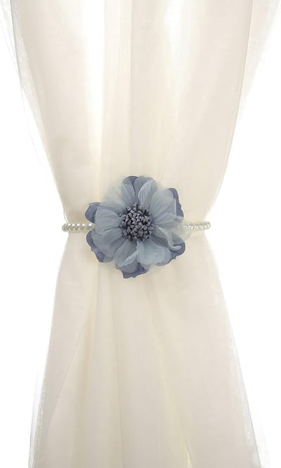 BOTC Magnetische Gordijnstrikken - 2 stuks Gordijnhouders - met parelmoeren Handgemaakte bloemen - voor thuis en kantoor - Blauw