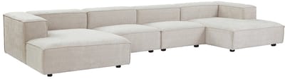 Vente-unique Modulaire panoramische hoekbank in beige chenillestof RUZOLO