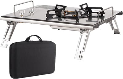 Camping Kooktoestel - Opvouwbare Brander - Koken Buiten - Roestvrij Staal - 415 x 29 x 105 cm - Zilver