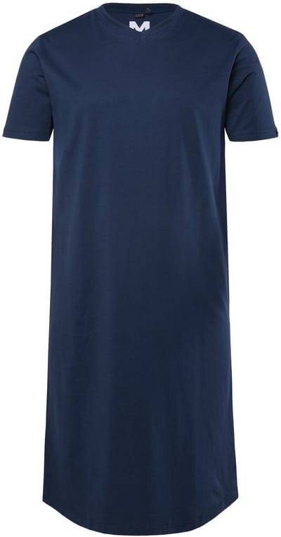 Men Plus - Heren - Nachthemd korte mouw jersey V-hals tot 8XL - Navy blauw - Maat 3XL