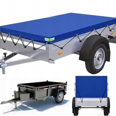 Trailer Tarpaulin - 214 x 122 x 13 cm - 600D PVC - Duurzaam Materiaal - Met Zeilkoord - Reflecterende Strepen - Oogjes voor 750 kg Car Trailer