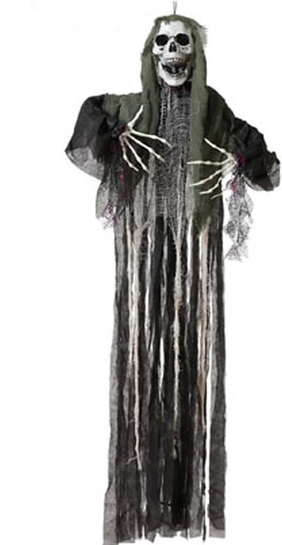 Halloween/horror thema hang decoratie Geest/spook Skelet - met LED licht - enge/griezelige pop - 158 cm