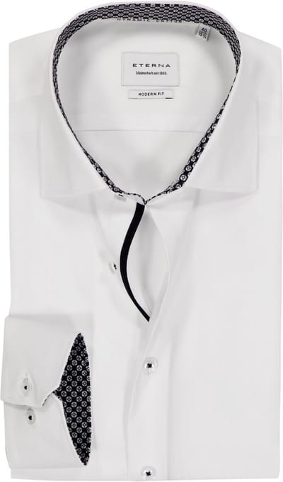 ETERNA modern fit overhemd - popeline - wit - Strijkvrij - Boordmaat: 42