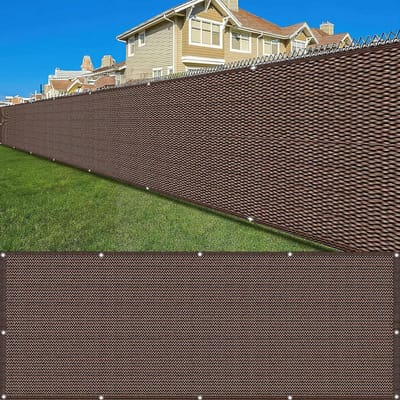 Privacy Screen 115 x 920cm Light Transparent UV Resistant Breathable Fence Screen, Tennis Screen Quick Drying and Tear-proof For Garden Balcony Terrace Outdoor, Brown