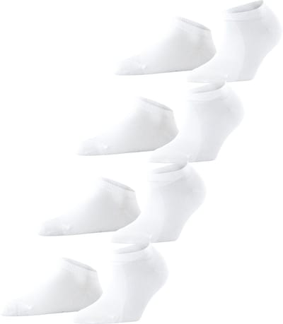 Esprit Solid 4P kort eenkleurig katoen multipack sneakersokken enkelsokken dames wit - maat 36-41