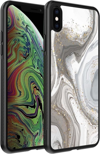 Smartphonica Telefoonhoesje geschikt voor iPhone X/Xs met marmer opdruk - TPU backcover case marble design - Zilver geschikt voor Apple iPhone X/10;Apple iPhone Xs
