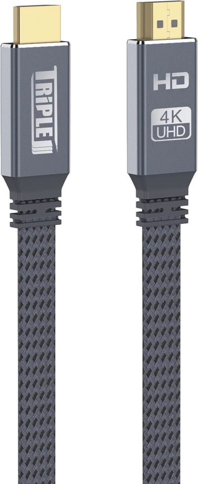 Triple J® HDMI 2.0 Platte Aluminium Kabel - 4K@60Hz - 18Gbps - 1 Meter - Gold Plated