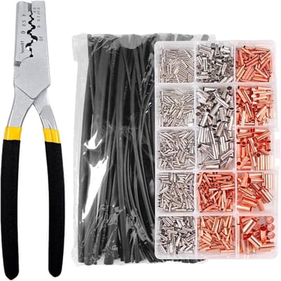 Krimptang Set - Buisfittingen Tang - Elektrisch Aansluiten - Koperen Connectoren - 970 stuks - Meerkleurig