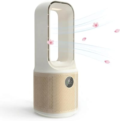 13,5-inch bladeloze tafelventilator, oplaadbare USB-ventilator, compact en fluisterstil, 9 snelheden, led-nachtlampje, 60° oscillatie, timer (1-9 uur), geschikt voor thuis, kantoor en slaapkamer