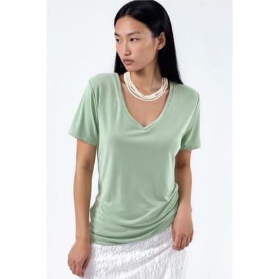 V-hals Korte Mouw Modal Blouse