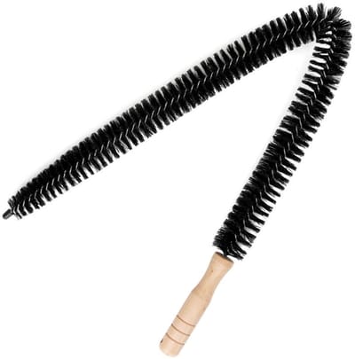 Radiatorborstel, flexibel, lang, met dunne en lange strepen, reinigingsborstels, ideaal voor radiatoren, drogers en koelkasten, wasmachines, 70 cm, zwart