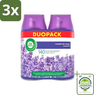 3 x Air Wick Freshmatic - Luchtverfrisser Navulling - Pure Fresh Lavendel - Bundel - 2x250ml - Grootverpakking - Luchtverfrisser - Lavendelgeur - Air Wick Freshmatic - Geurverspreider - Geurnavulling