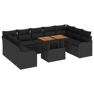 vidaXL - Tuinbank - Set - 10 - st - 9-Aantal - zitplaatsen - Zwart