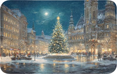 Badmat 80x50 cm - Antislip - Kerstnacht - Stadsplein - Meerkleurig - Badmatten voor badkamer - Badkamermat - Douchemat - Badkamer mat