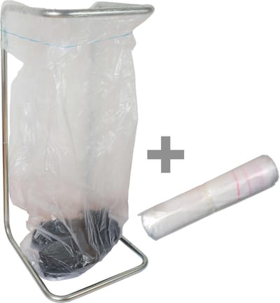 Kortpack - Afvalzakhouder 400 Liter - Verzinkt Staal + 10 Plastic Zakken á 400 Liter - Vuilniszakhouder - Type: Knapzakhouder - (099.0550)