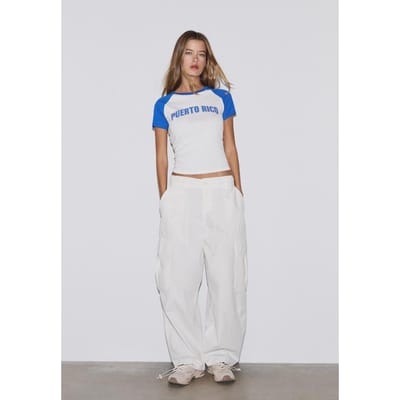Stradivarius T-shirt met korte mouw en print  Ecru XS