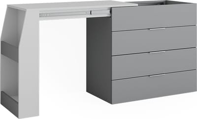 Vicco Knutseltafel Iva, Grijs, 98.5-167.5 x 80 x 47 cm uitklapbaar, 4 laden