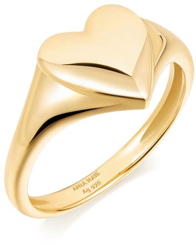 Ania Haie AH R057-02G54 Heart Hunter Dames Ring - Sieraad - Zilver - Goudkleurig - 925 Zilver - 10 mm breed