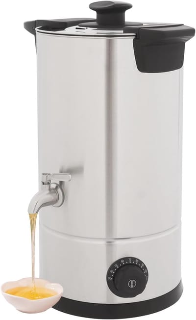 Elektrische Wasmeltpot - Kaars Smelter - Kaarsen Maken - Dubbelwandig Ontwerp - 10 Liter - Zilver