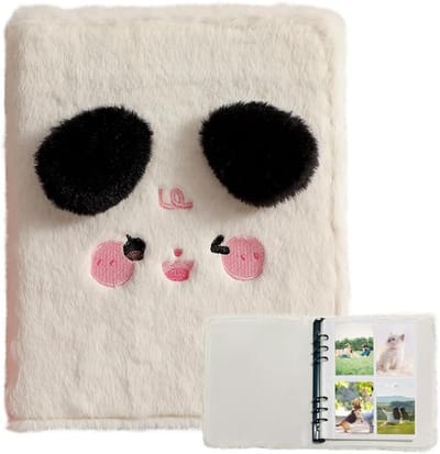 Fotokaart Binder - Pluche Album - Verzamelkaarten Opbergen - 6-Ringsysteem Cartoon Design - 23x17.5x4.5cm - Wit